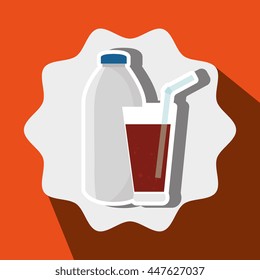 soda bottle and glass isolated icon design, vector illustration  graphic 