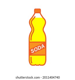 Icono de botella de refresco. Silueta de contorno lineal de color. Vista lateral. Ilustración gráfica plana vectorial simple. Objeto aislado sobre un fondo blanco. Aislar.