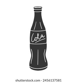 Soda Bottle Icon Silhouette Illustration. Cola Vector Graphic Pictogram Symbol Clip Art. Doodle Sketch Black Sign.