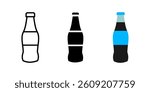 Soda bottle icon. Symbol of a refreshing carbonated drink. Fizzy beverage illustration in a cold soft drink concept. Classic cola and soda bottle graphic.