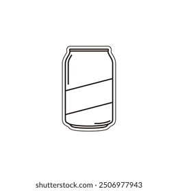 Soda bottle in linear style vector. Tin can outline. Drink in a jar vector simple icon. Tin can sticker. Vector illustration.