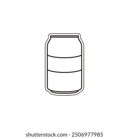 Soda bottle in linear style vector. Tin can outline. Drink in a jar vector simple icon. Tin can sticker. Vector illustration.