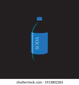 Botella de refresco, ilustración vectorial, fondo negro
