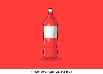 botella de soda en ilustración vectorial aislada en fondo rojo