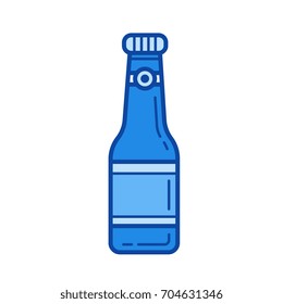 Soda bottle vector line icon isolated on white background. Soda bottle line icon for infographic, website or app. Blue icon designed on a grid system.