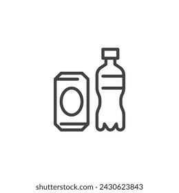 Soda and bottle of water line icon. linear style sign for mobile concept and web design. Beverages outline vector icon. Symbol, logo illustration. Vector graphics