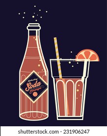 Soda Bottle/glass Vector/illustration Orange Juice