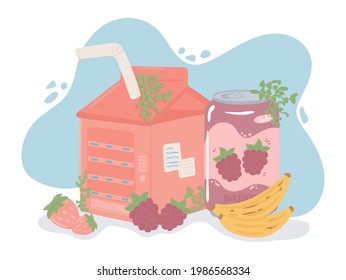 soda box juice fruits drink cartoon