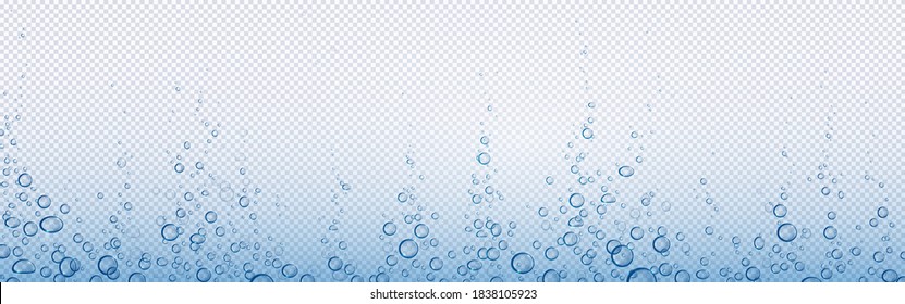 Soda bubbles, water or oxygen air fizz, carbonated drink, underwater abstract background. Dynamic motion, transparent aqua with randomly moving fizzing moisture drops, realistic 3d vector illustration - Shutterstock ID 1838105923