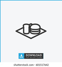 soda and burger icon. simple outline soda and burger vector icon. on white background.