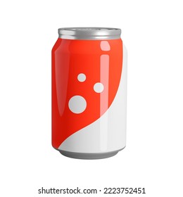 Soda can 3d icon. Red aluminium can. Isolated object on transparent background