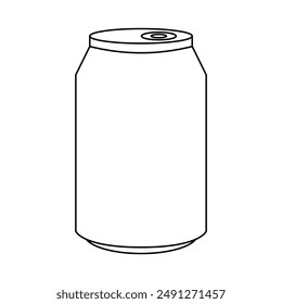 Soda can black and white flat vector icon with editable stroke