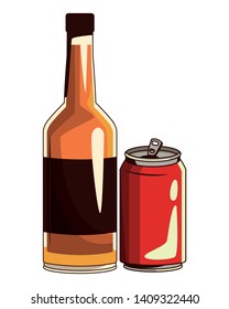 soda can and bottle icon cartoon
