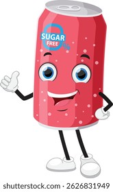 Soda can cartoon characters thumbs up 