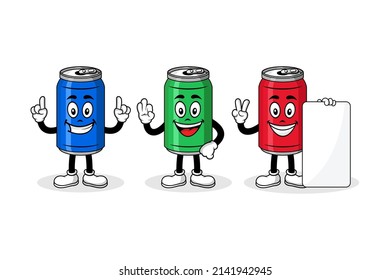 Soda can cartoon mascot character design collection