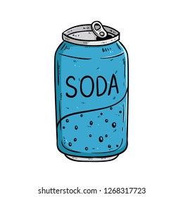 soda can with colored hand drawn style on white background