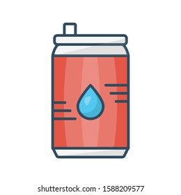 soda can flat color line icon 