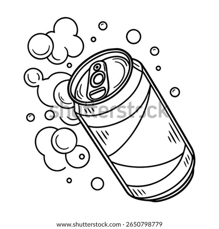 Soda can with frothy bubbles beverage drink