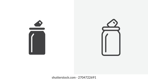 Ícone de lata de refrigerante. coleção de linha de traçado editável e estilos planos sólidos.