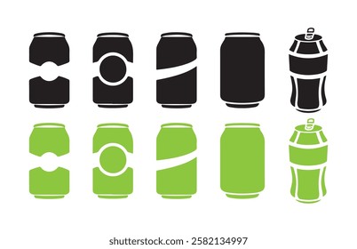 Soda can icon collection on white background
