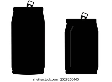 Icono de lata de refresco. Conjunto de iconos de latas de refresco abolladas. Bebida, cerveza y cervecería signo y símbolo. silueta de refresco y jugo. fondo transparente. Ilustración vectorial