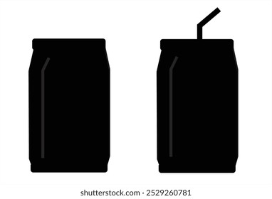 Soda can icon. Dented soda cans icons set, sign and symbol. soda and juice silhouette.  transparent background. Vector illustration