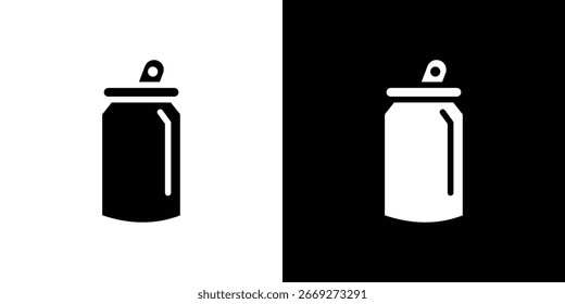 Ícone de lata de refrigerante em conjunto de vetor sólido preto plano