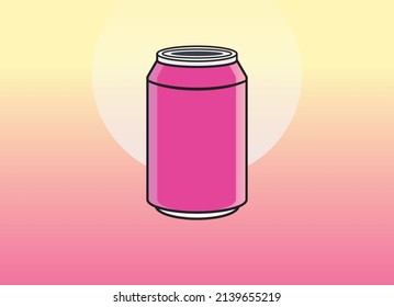 Soda can icon flat design red vector can close up. Red can flat design illustration on gradient background