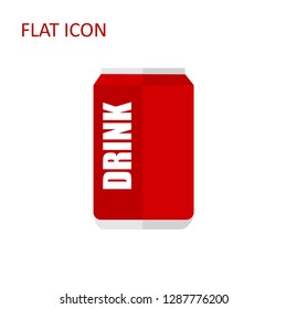 soda can icon. Flat illustration of aluminum can. soda tin isolated on white background. cola sign symbol - Vector