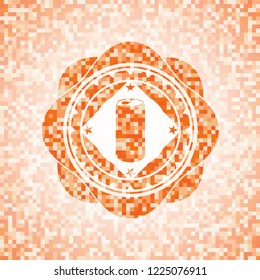 soda can icon inside abstract orange mosaic emblem with background