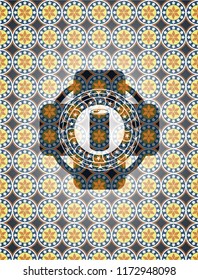 soda can icon inside arabesque emblem. arabic decoration.