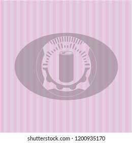 soda can icon inside badge with pink background