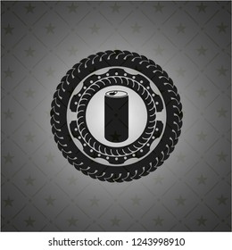 soda can icon inside black emblem