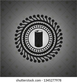 soda can icon inside black emblem. Vintage.