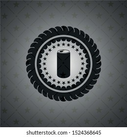 soda can icon inside black badge