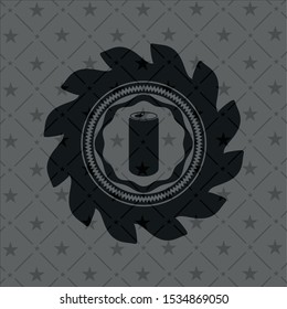 soda can icon inside black emblem. Vintage.