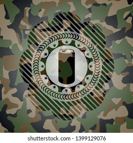 soda can icon inside camo emblem