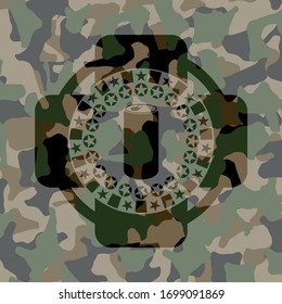 soda can icon inside camo texture