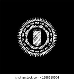 soda can icon inside chalk emblem