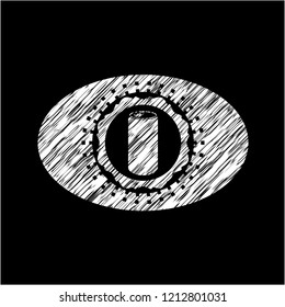 soda can icon inside chalkboard emblem