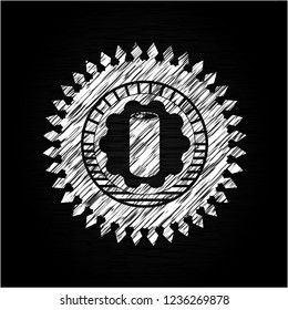 soda can icon inside chalkboard emblem written on a blackboard
