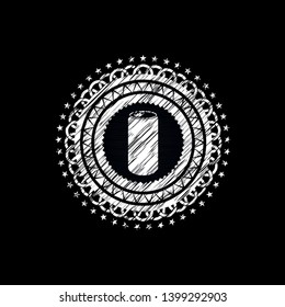 soda can icon inside chalkboard emblem