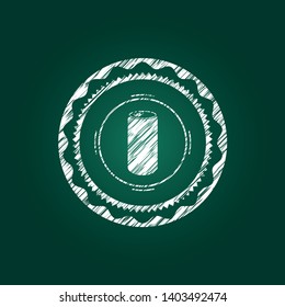 soda can icon inside chalkboard emblem on black board