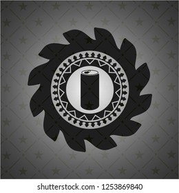 soda can icon inside dark badge or emblem