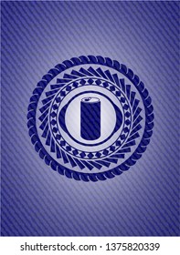 soda can icon inside emblem with jean high quality background