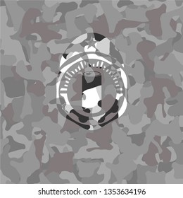 soda can icon inside grey camouflage texture