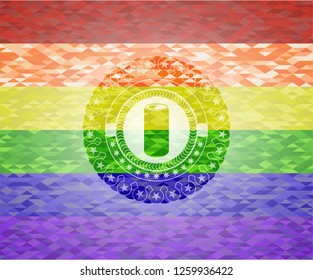 soda can icon inside lgbt colors emblem 