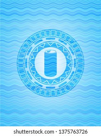 soda can icon inside light blue water style badge.