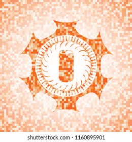 soda can icon inside orange mosaic emblem with background