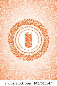 soda can icon inside orange tile background illustration. Square geometric mosaic seamless pattern with emblem inside.